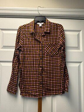 Old Navy Flannel Houndstooth Print Button Down Top - Sz M